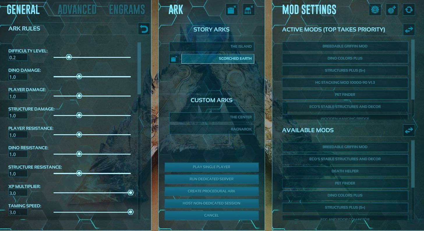 private server ajustment screen